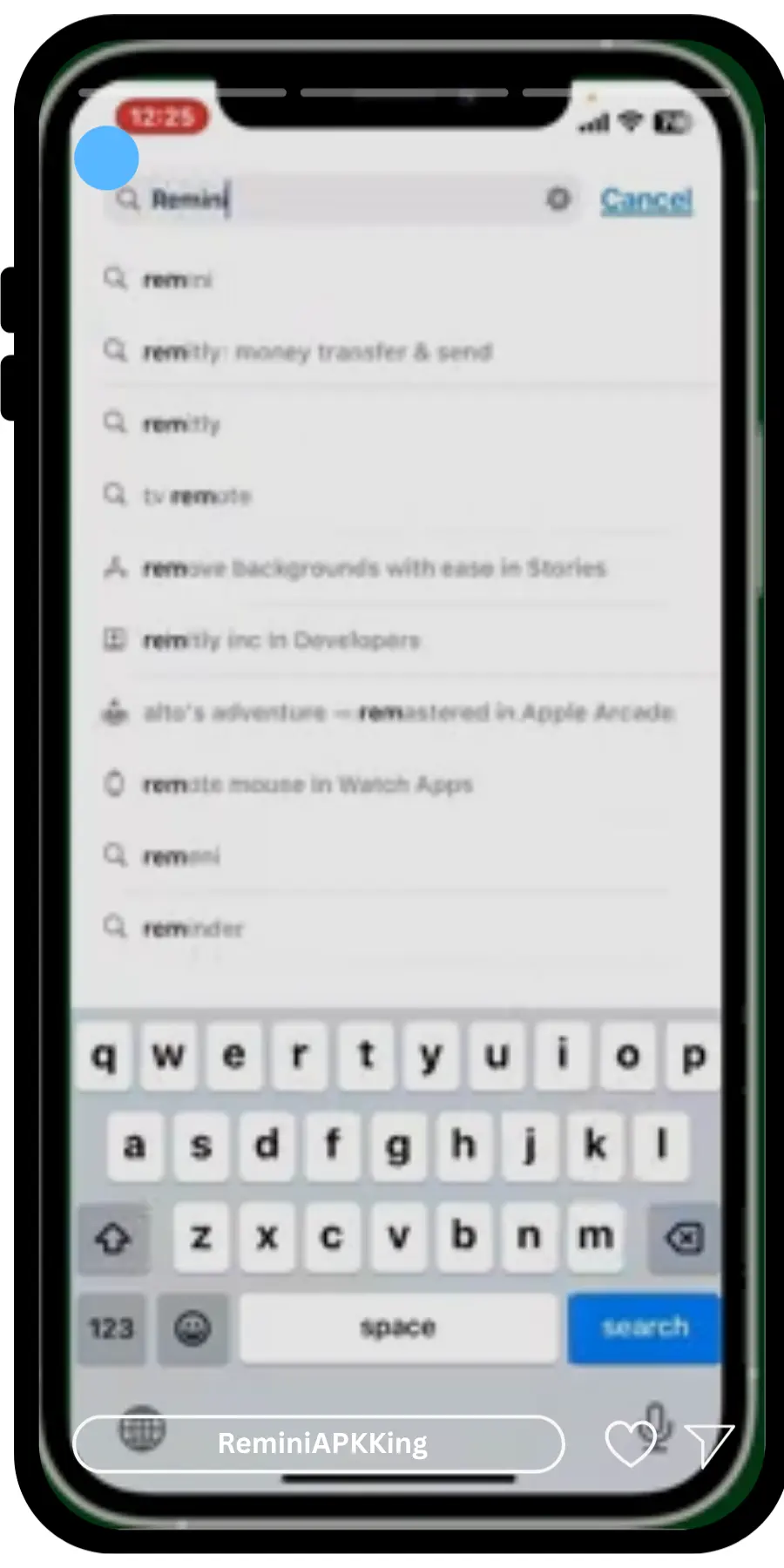 Home 13 Type Remini in Search Bar